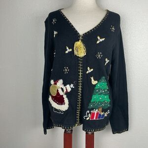 Sarah Bentley Full Zip Christmas Cardigan Sweater